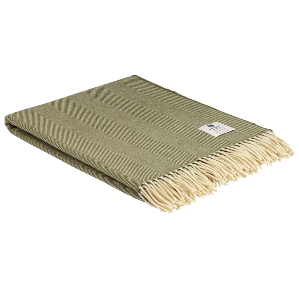 McNutt of Donegal Merino Lambswool Blanket - Fern Herringbone
