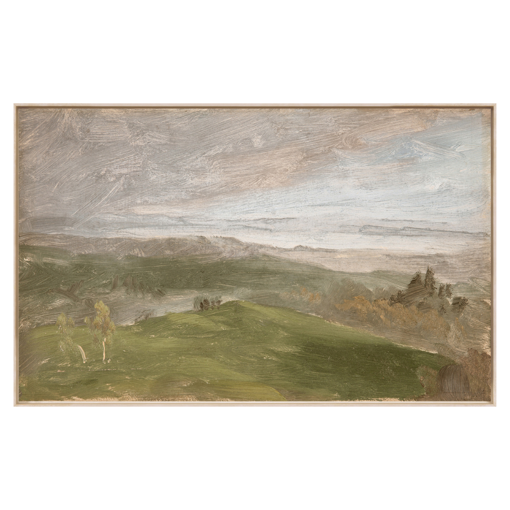 Hudson River School - Summer View 1870 (Framed Canvas)