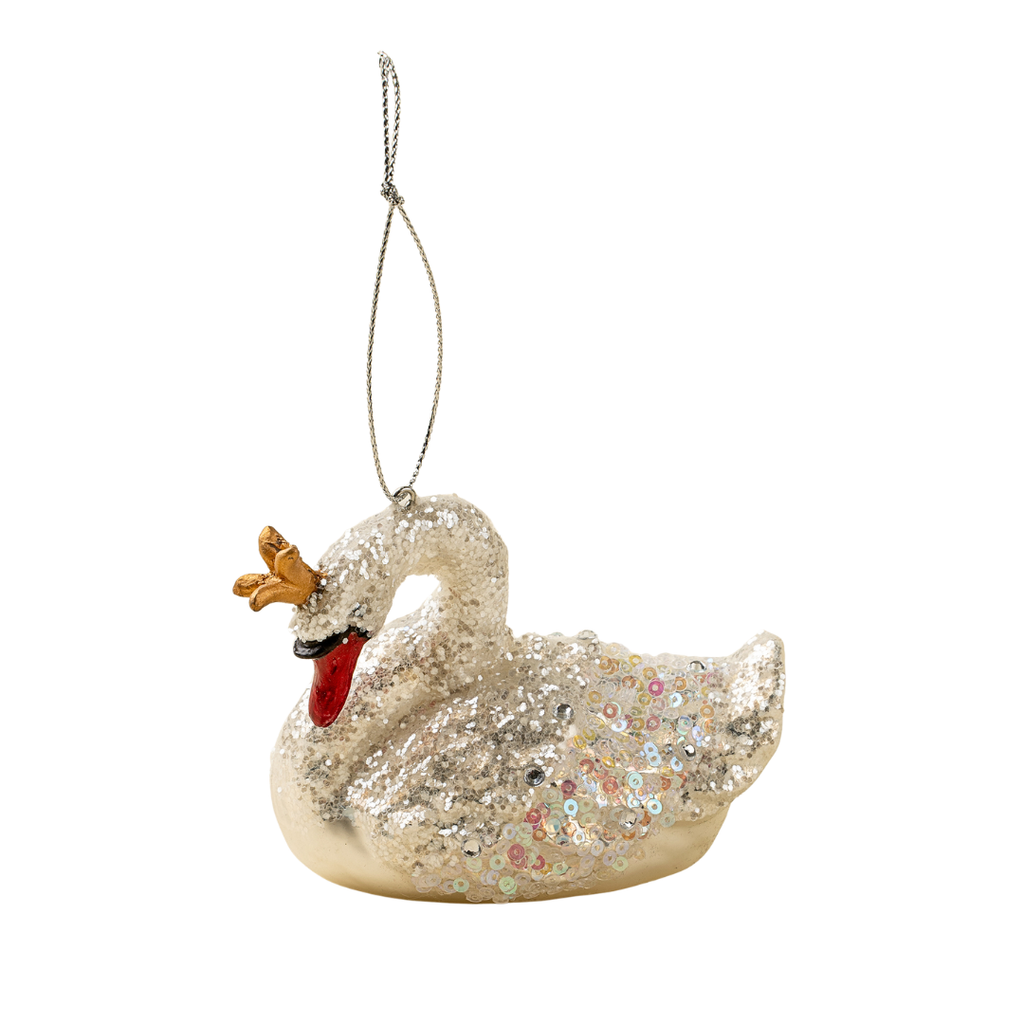 Winter Swan Glass Ornament