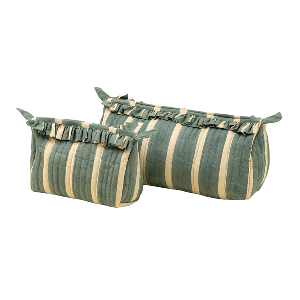 Block Print Stripe Pouch - Blue (Two Sizes Available)