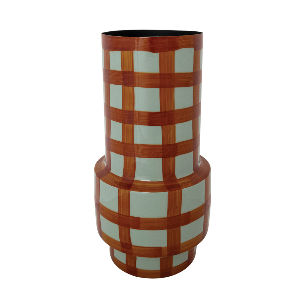 Enameled Check Vase