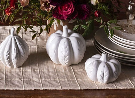 White Ceramic Pumpkins (Three Sizes Available)