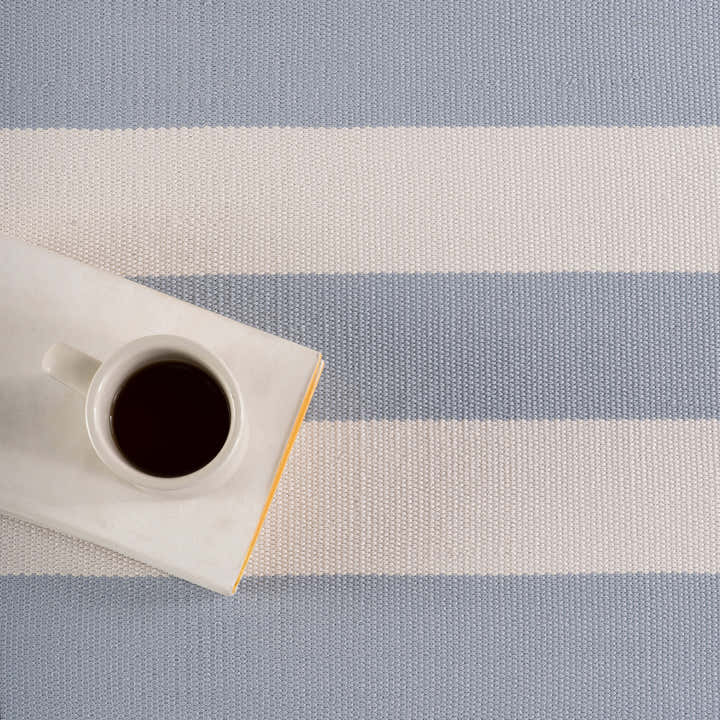 Dash & Albert - Banks Stripe Swedish Blue Handwoven Indoor/Outdoor Rug