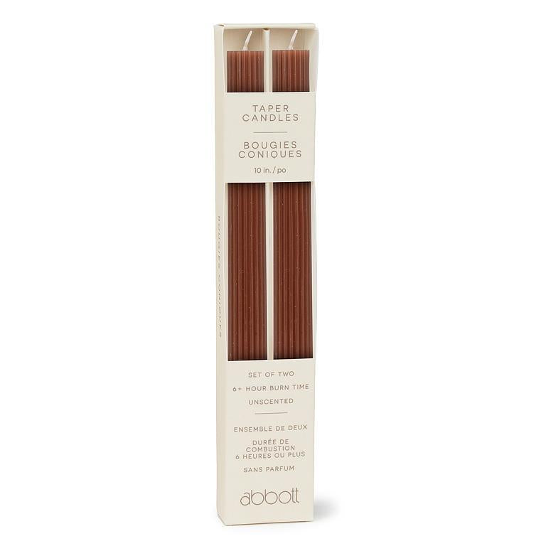 Pair of Fluted Taper Candles - 9.5" (Four Colours Available)
