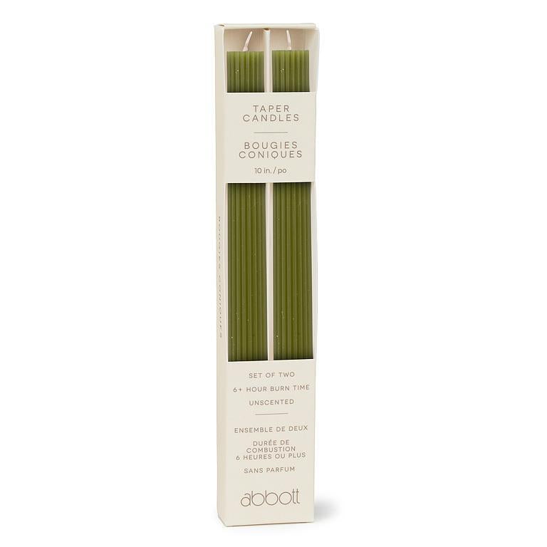 Pair of Fluted Taper Candles - 9.5" (Four Colours Available)