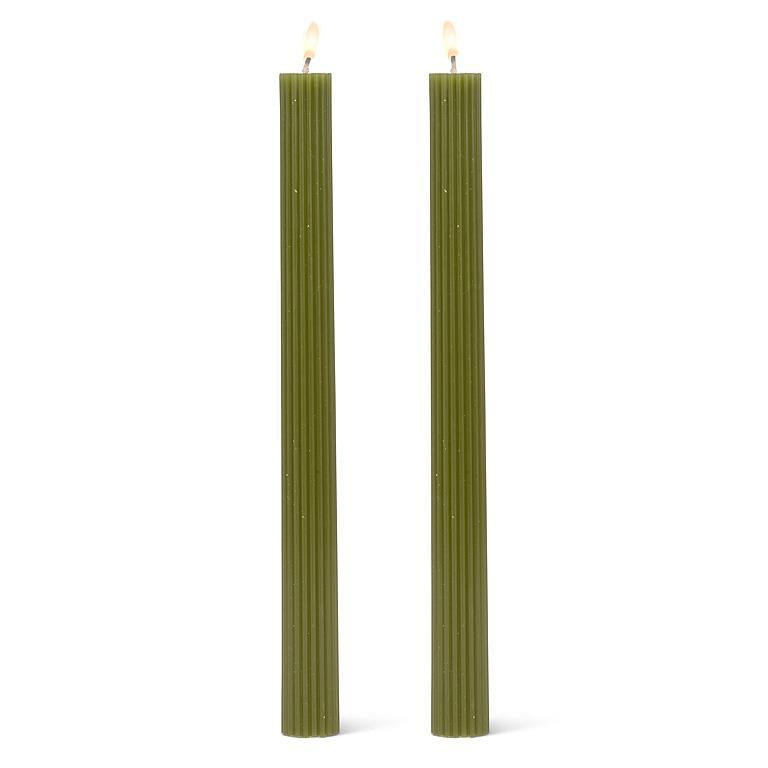 Pair of Fluted Taper Candles - 9.5" (Four Colours Available)