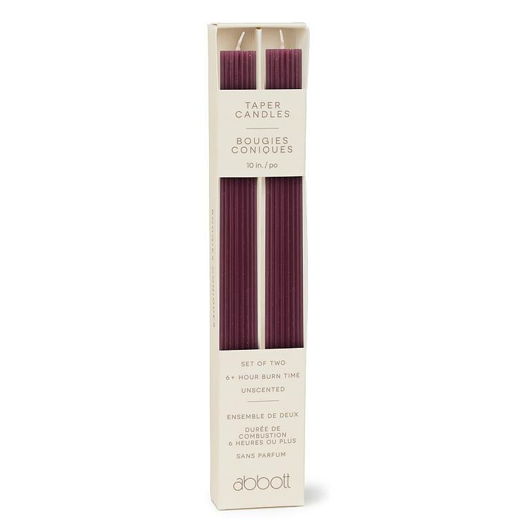 Pair of Fluted Taper Candles - 9.5" (Four Colours Available)