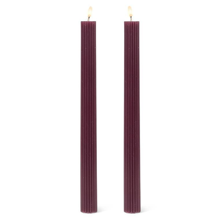 Pair of Fluted Taper Candles - 9.5" (Four Colours Available)