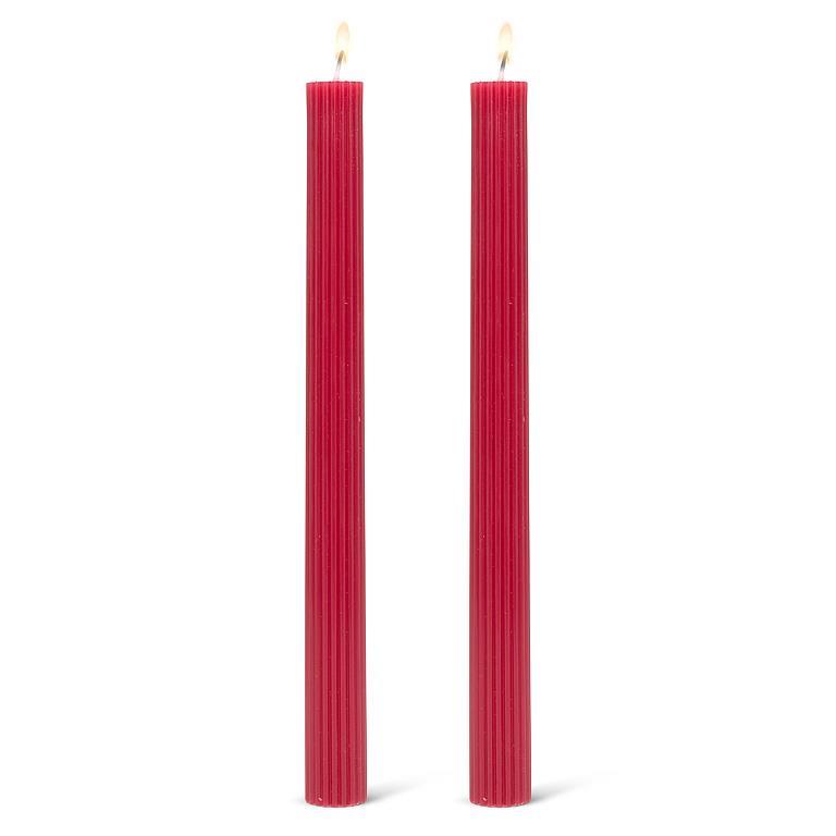Pair of Fluted Taper Candles - 9.5" (Six Colours Available)