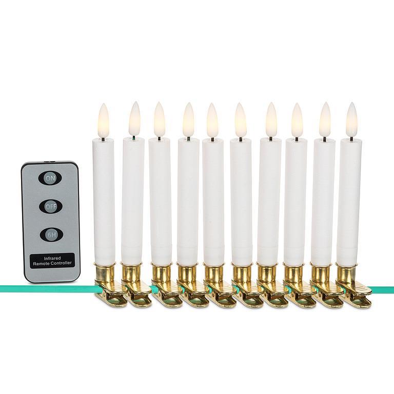 Set of Ten LED Tree Candles With Remote