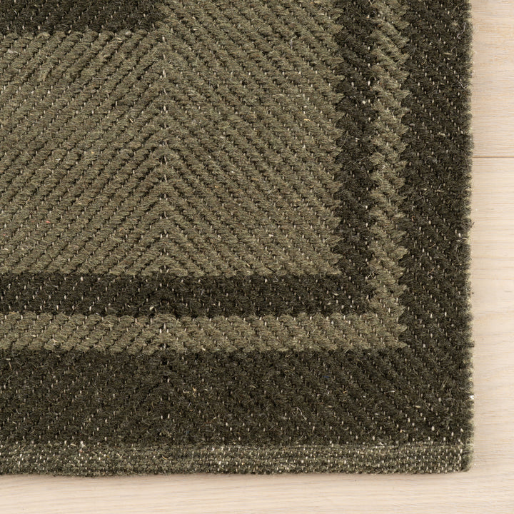 Dash & Albert - Canon Bordered Green Wool Rug