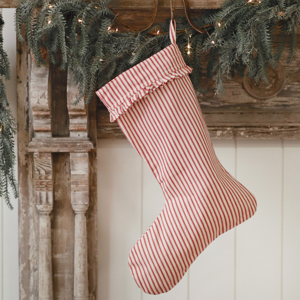 Ticking Stripe Stocking - Red