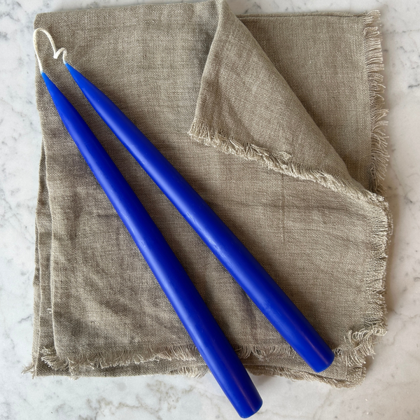 Pair of Hand-Dipped Danish Tapers - Cobalt