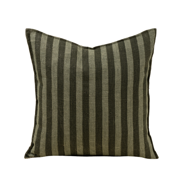 Striped Reversible Linen Pillow - Sage (Two Sizes Available)