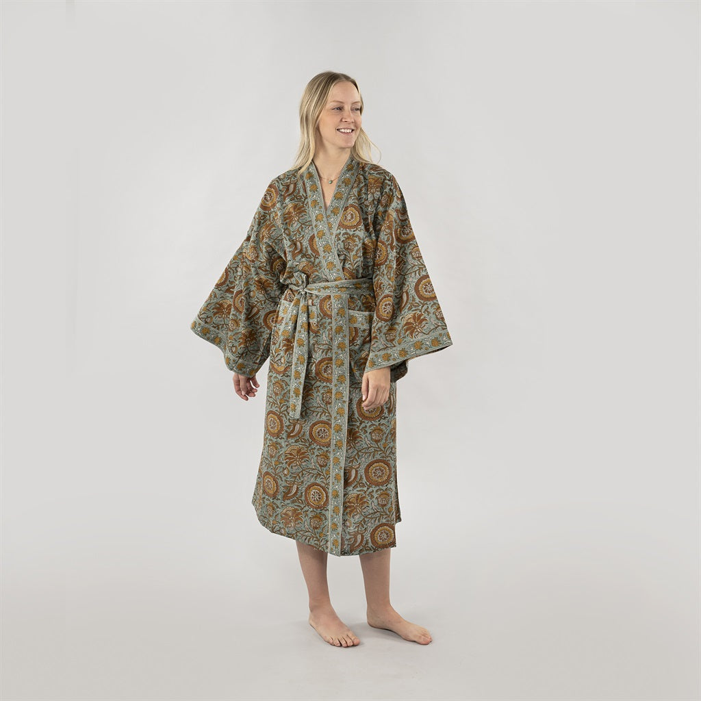 Dahlia Block Print Kimono
