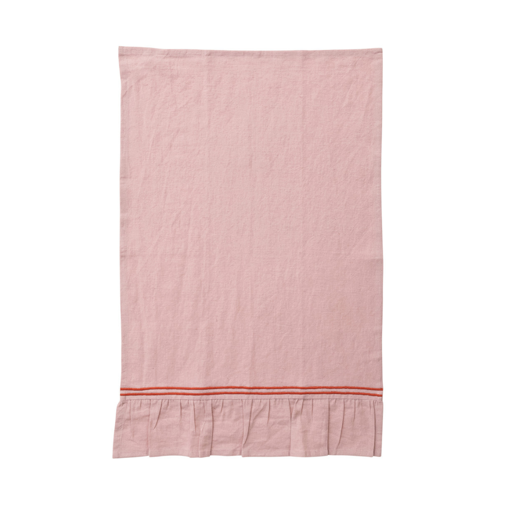 Embroidered Ruffle Tea Towels (Two Colours Available)