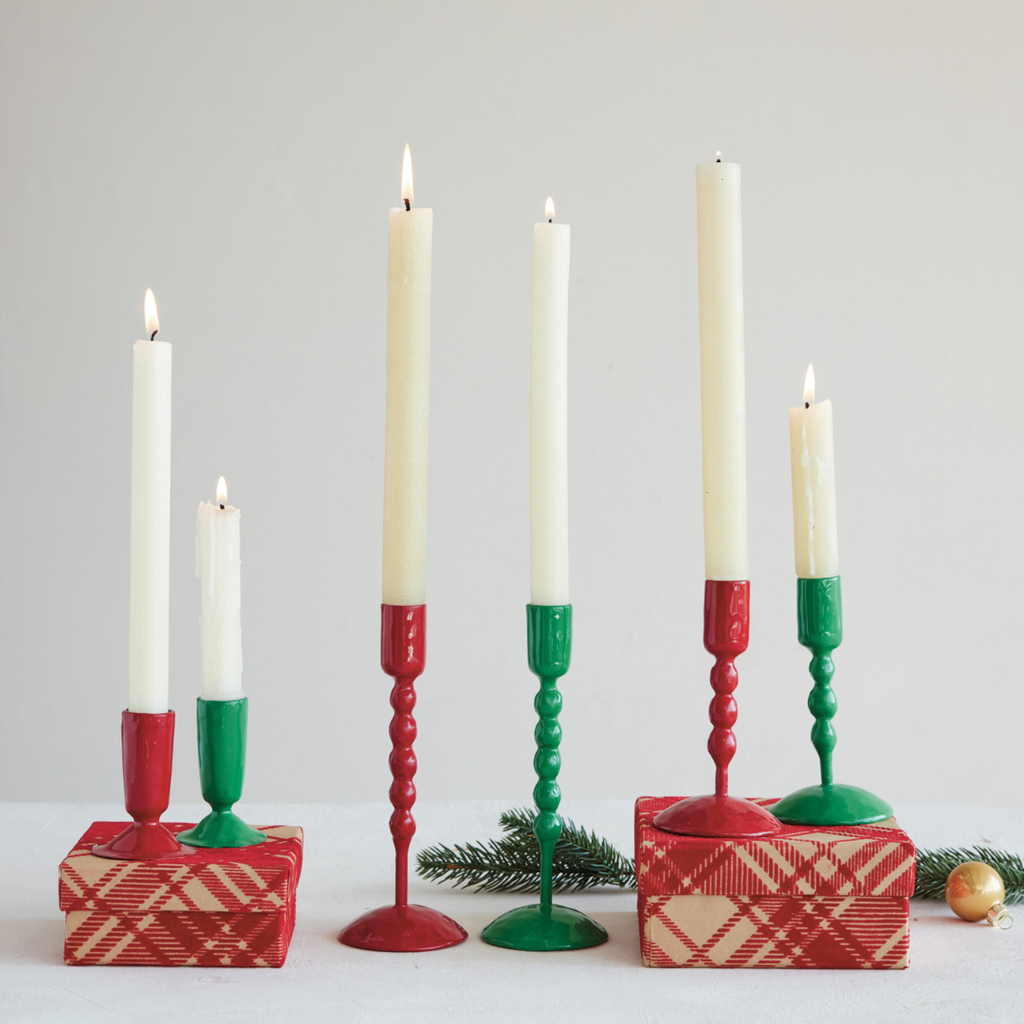 Cast Iron Candle Holder - Red