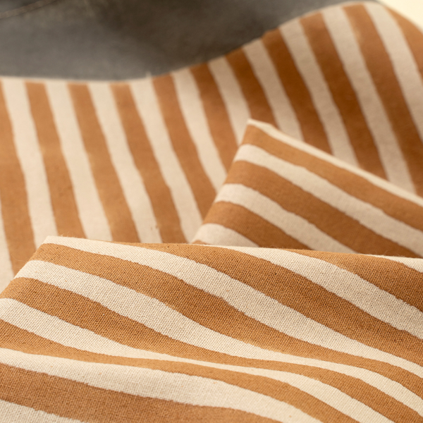 Terracotta Stripe Block Print Table Runner - 108"L