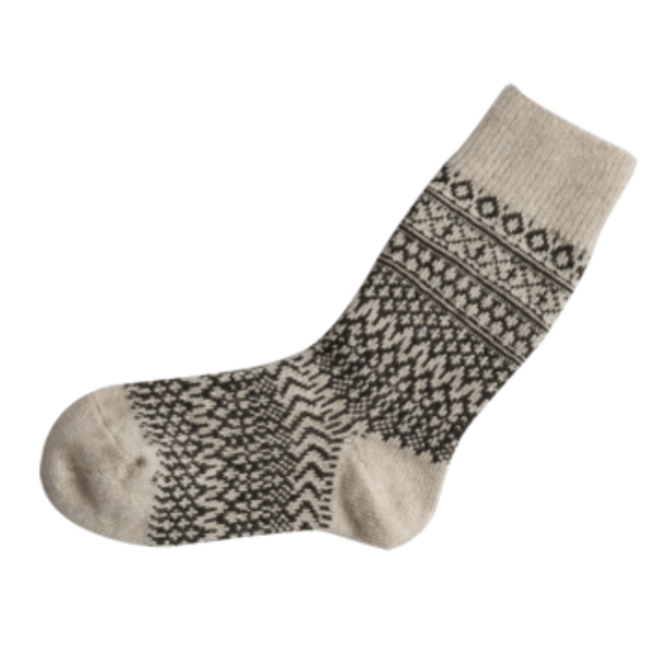 Wool Jacquard Socks - Oatmeal