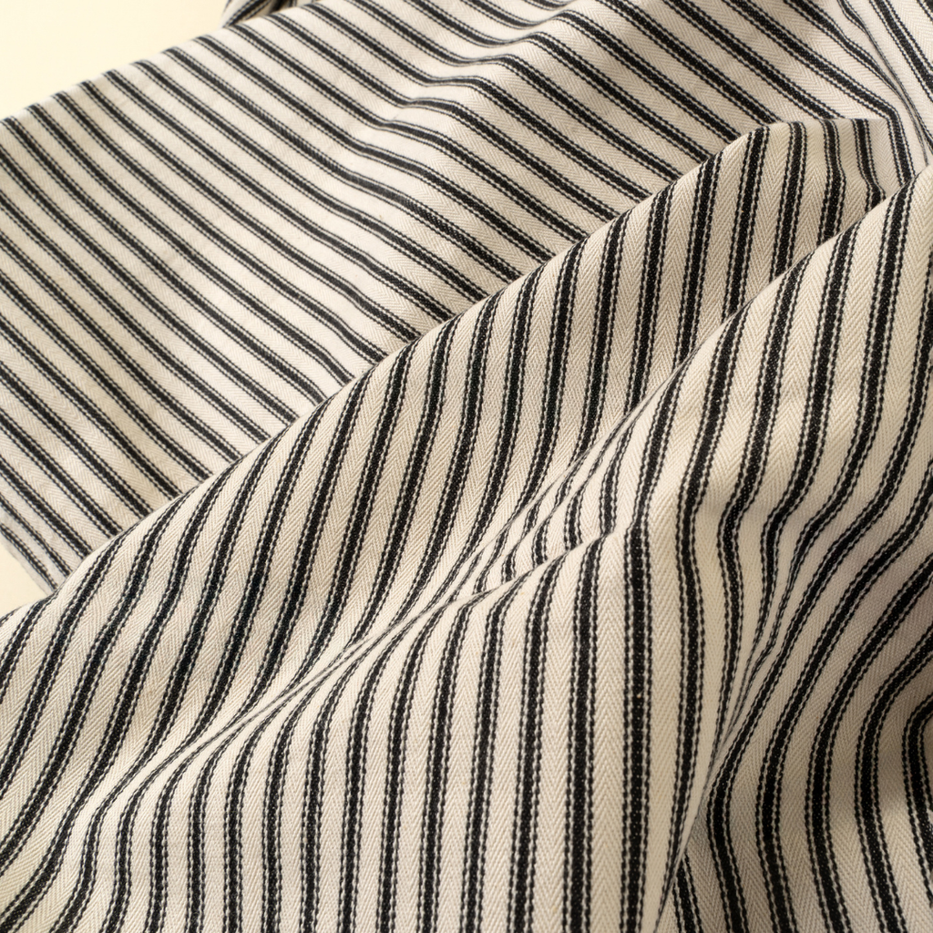 Ticking Stripe Table Runner - Black (108"L)