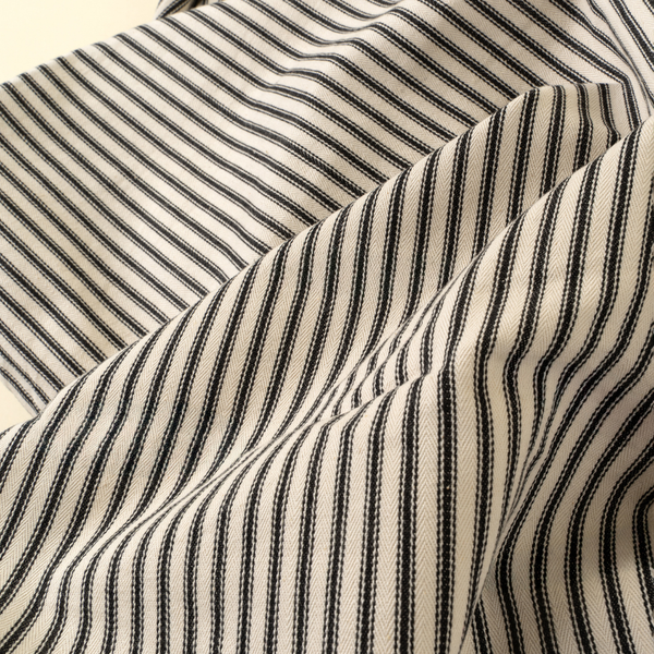 Ticking Stripe Table Runner - Black (108"L)