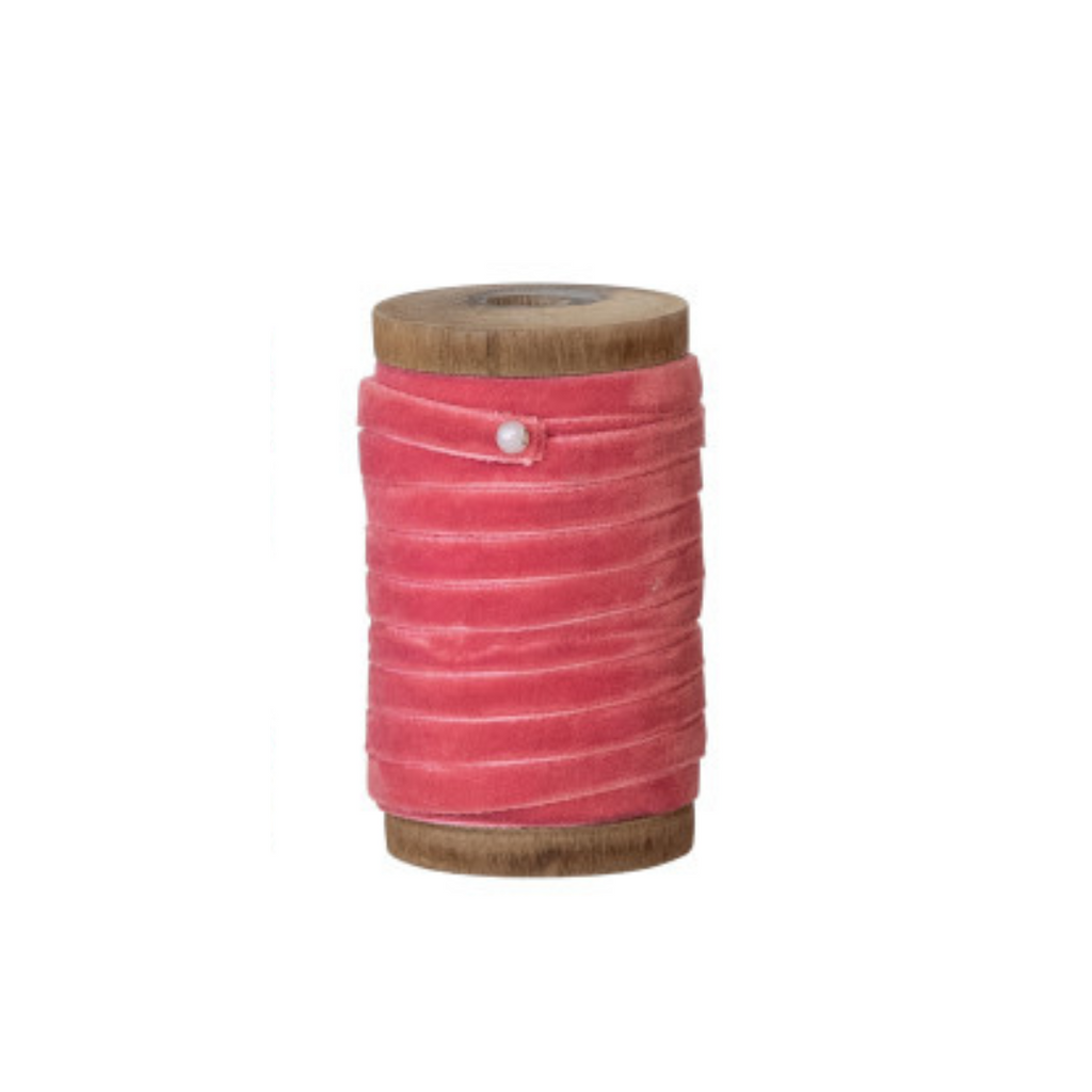 Velvet Ribbon on Wood Spool (Three Colours Available)