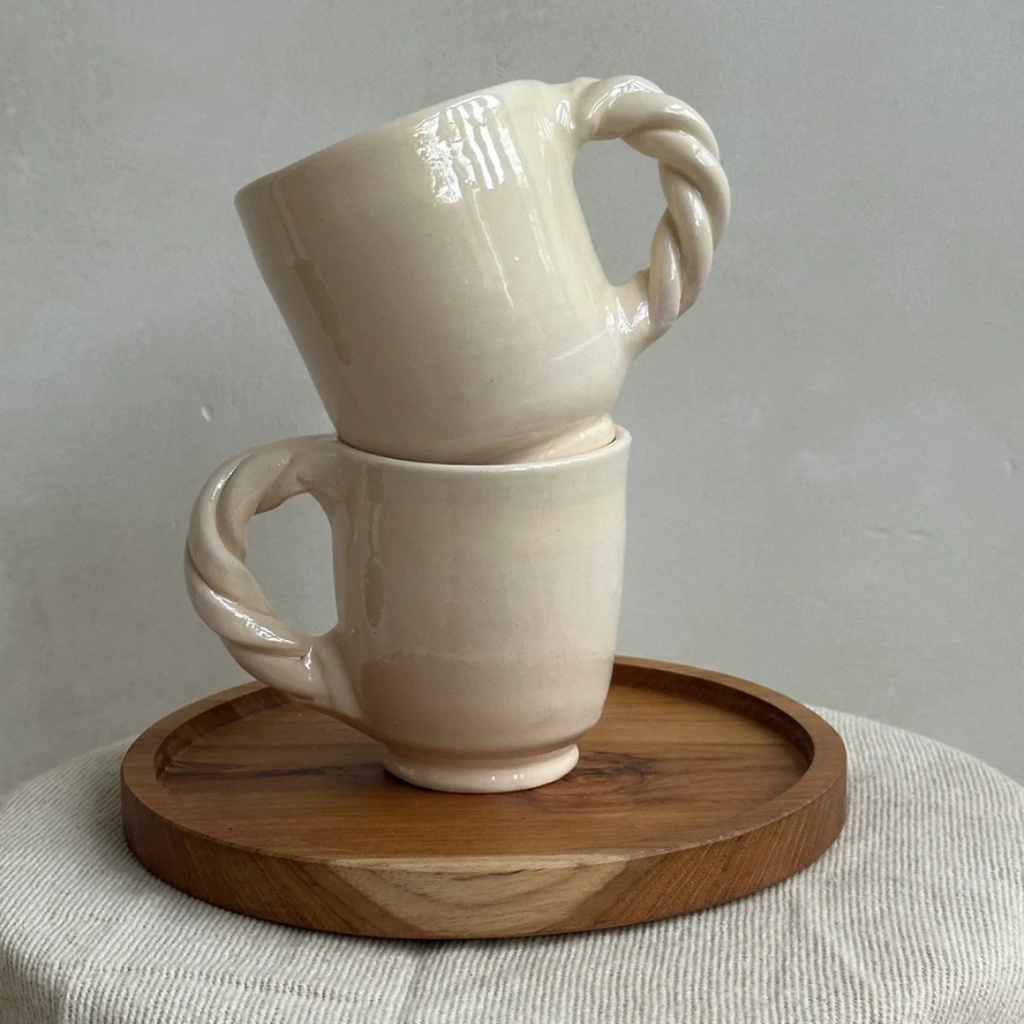 Handmade Braided Mug - Cream