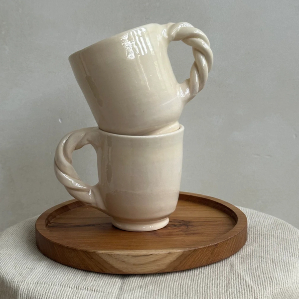 Handmade Braided Mug - Cream