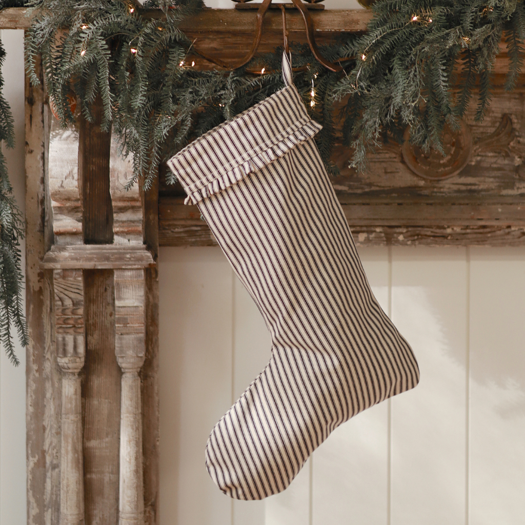 Ticking Stripe Stocking - Black