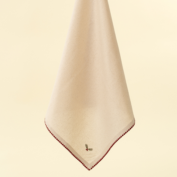 Set of 4 Holly Embroidered Napkins