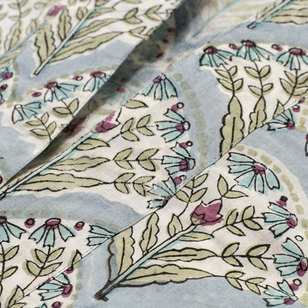 Sakura Block Print Kimono - Blue