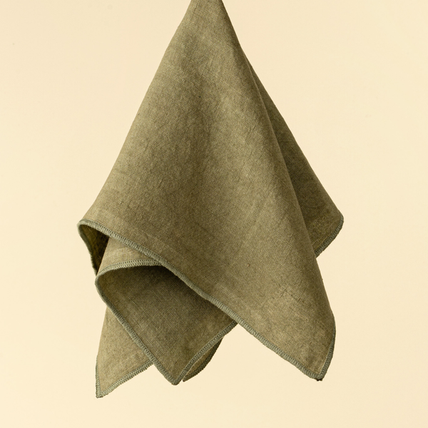 Set of 4 Stonewashed Linen Napkins - Forest Green