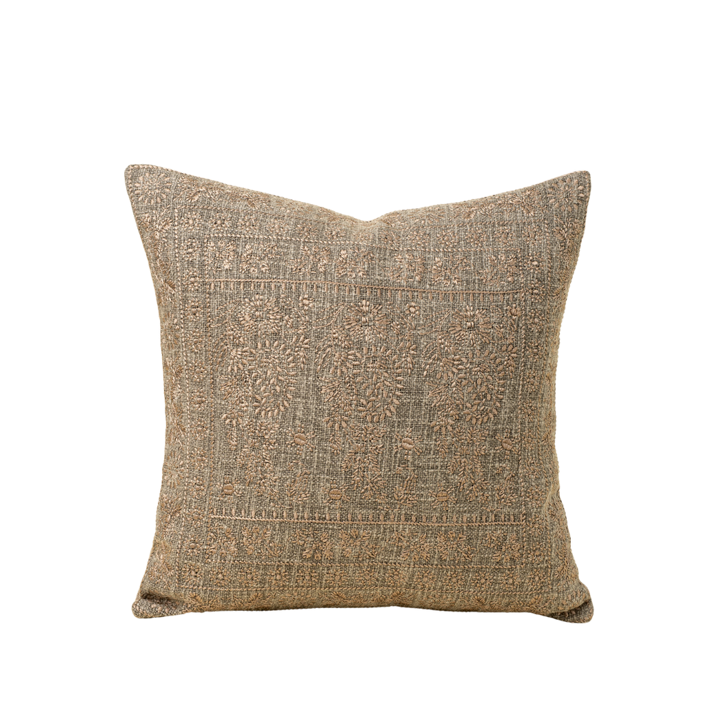 Nisha Embroidered Pillow - Ash (Two Sizes Available)