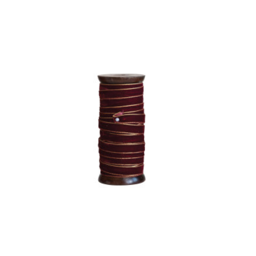 Velvet Ribbon on Wood Spool (Four Colours Available)