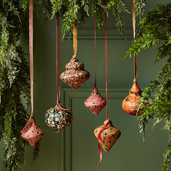 Block Printed Finial Ornaments (Eight Styles Available)