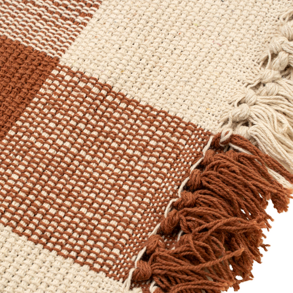 Gingham Table Runner - Terracotta (72" x 16")