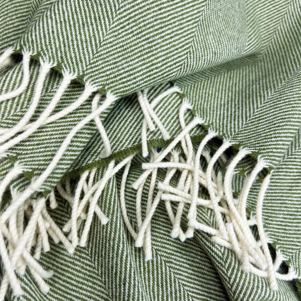 McNutt of Donegal Merino Lambswool Blanket - Fern Herringbone