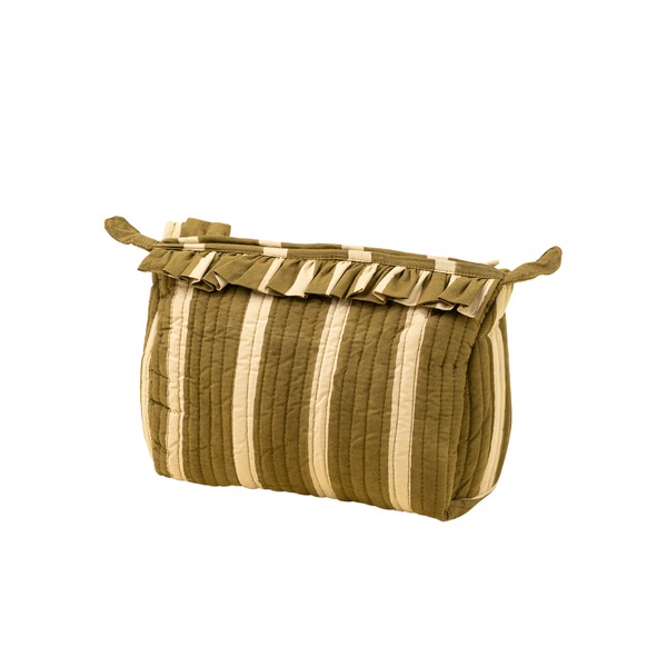 Block Print Stripe Pouch - Olive (Two Sizes Available)