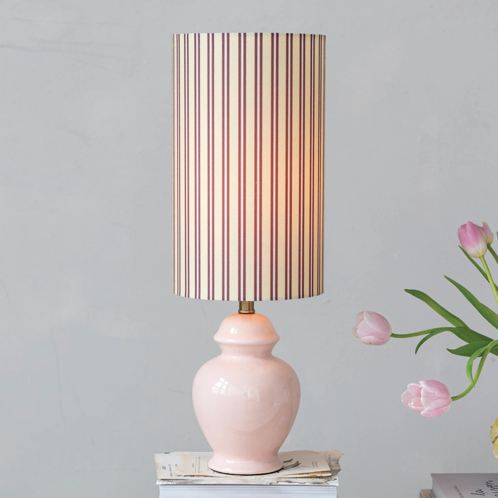 Striped Stoneware Table Lamp