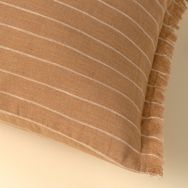 Handloom Stripe Pillow - Terracotta (16" x 24")