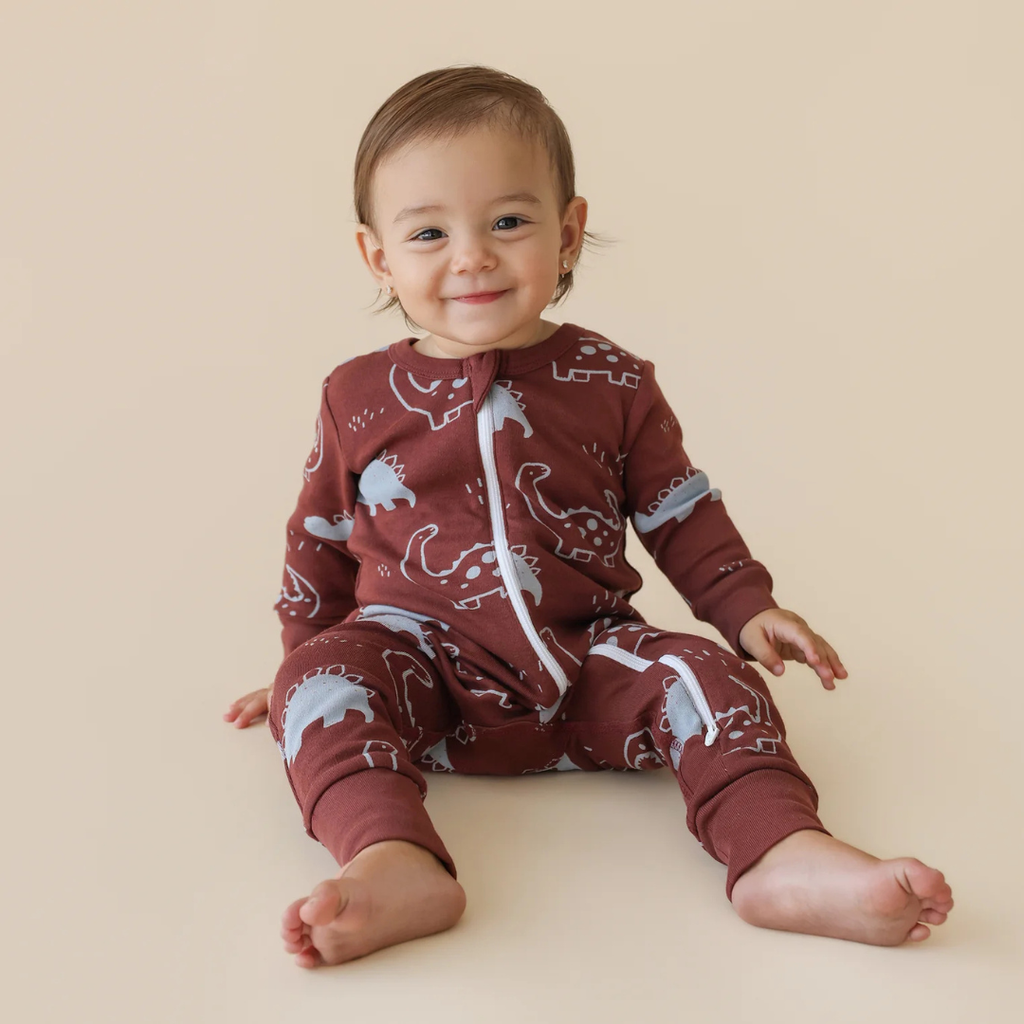 Parade Organics Signature Print '2-Way' Zipper Romper - Dinosaurs
