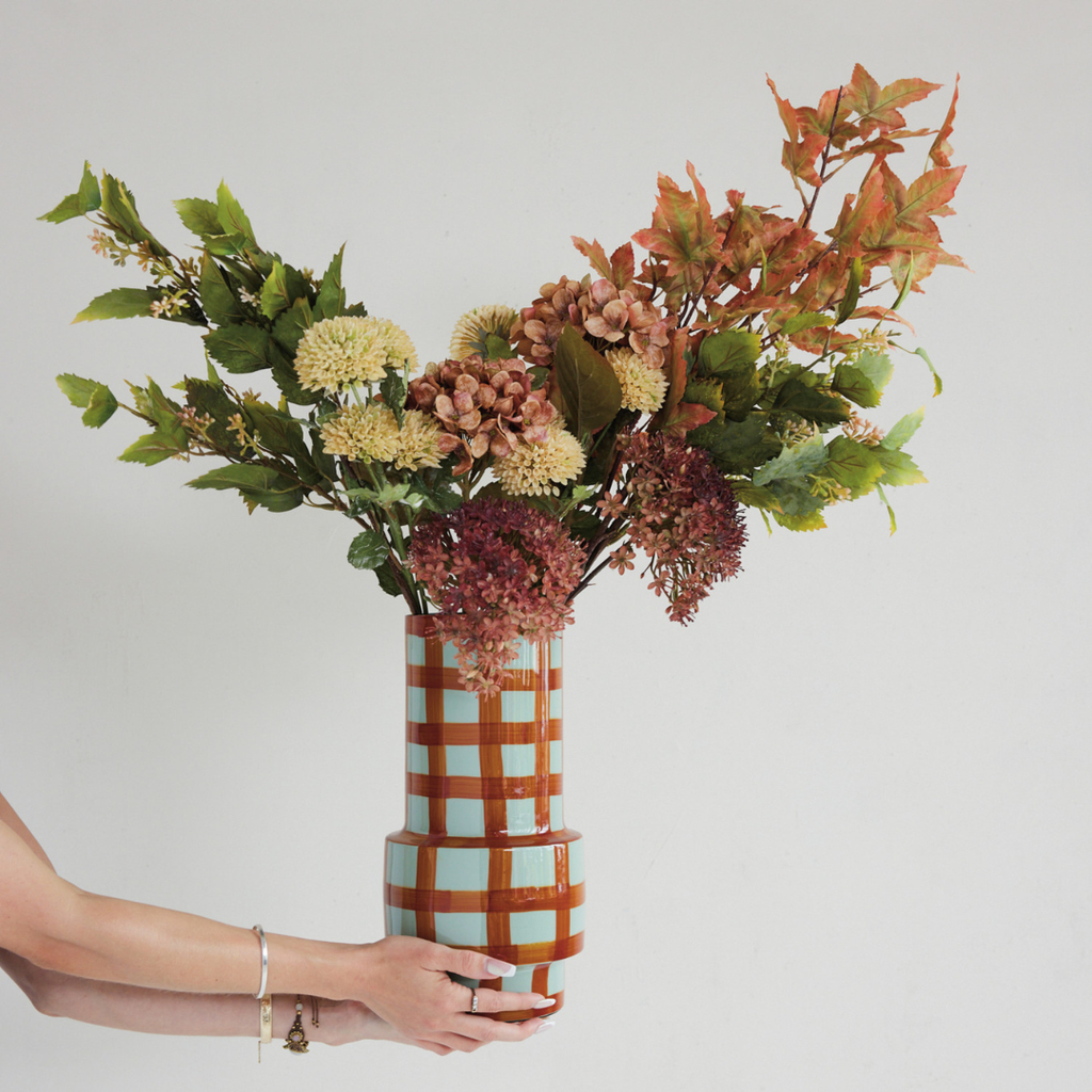 Enameled Check Vase