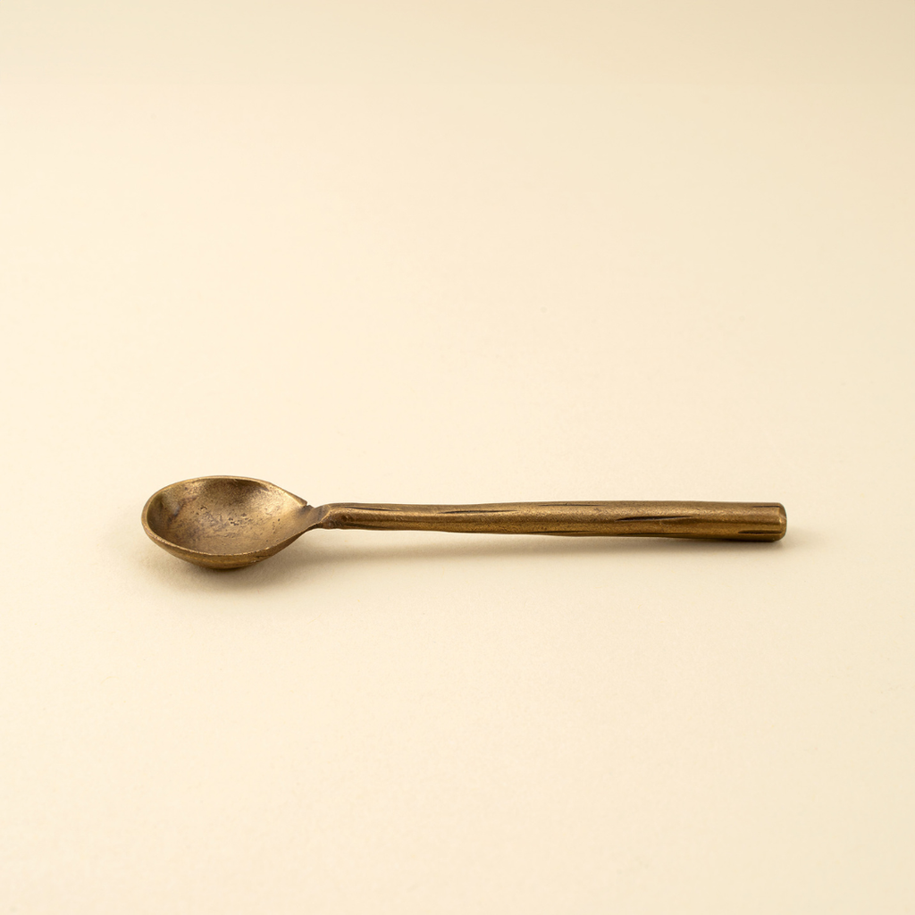 Distressed Brass Salt Spoon