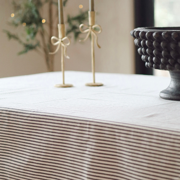 Ticking Stripe Tablecloth - Black (110" x 60")