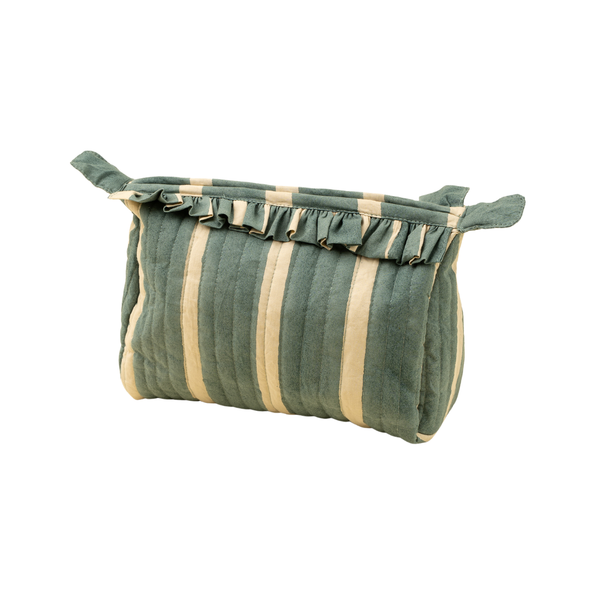 Block Print Stripe Pouch - Blue (Two Sizes Available)
