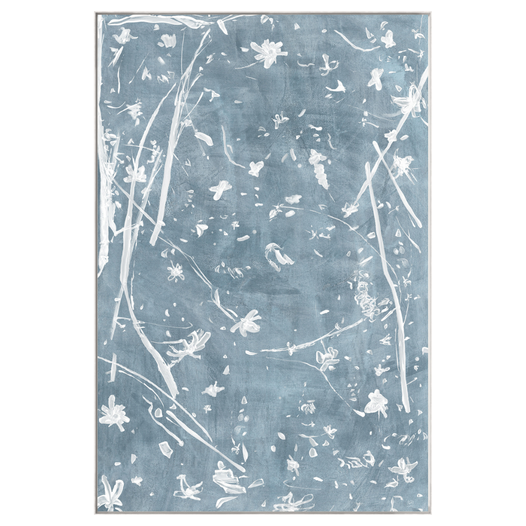 Frond Gestures Series - Powder Blue (Framed Canvas)