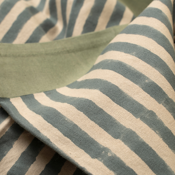 Sea Stripe Block Print Tablecloth (104" x 60")