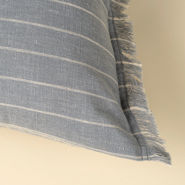 Handloom Stripe Pillow - Slate Blue (16" x 24")