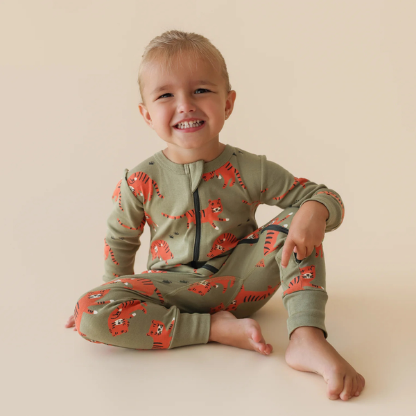 Parade Organics Signature Print '2-Way' Zipper Romper - Tigers