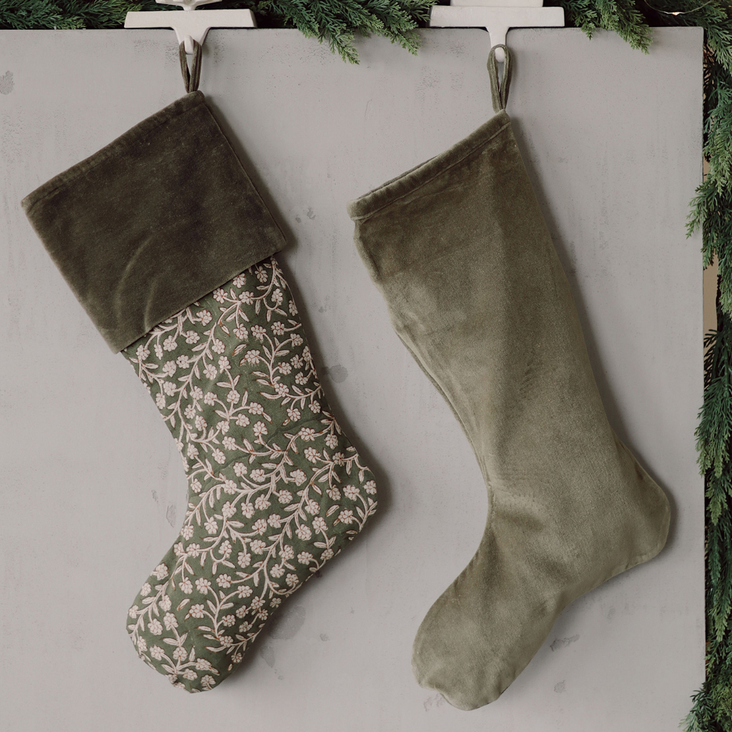Wildvine Velvet Stocking - Olive